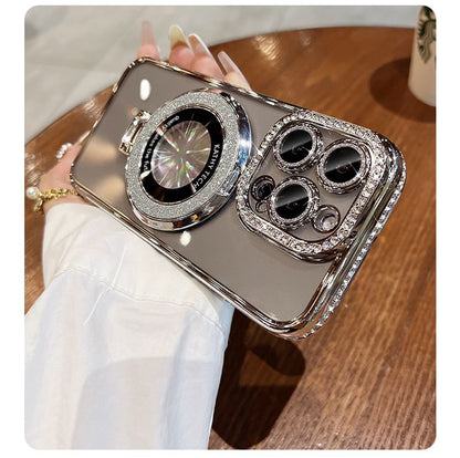 Rhinestone Magnetic with Stand Transparent MagSafe) (Compatible Phone Case