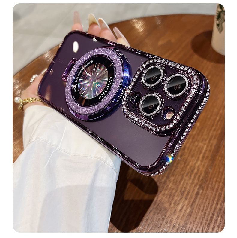Rhinestone Magnetic with Stand Transparent MagSafe) (Compatible Phone Case