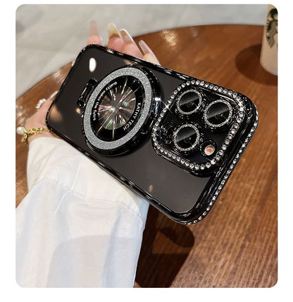 Rhinestone Magnetic with Stand Transparent MagSafe) (Compatible Phone Case