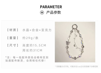 Phone Butterfly Strap Faux Pearl Crystal