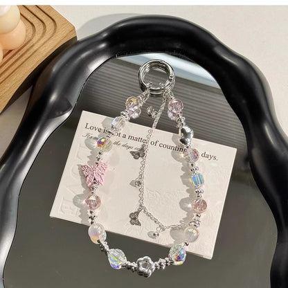 Phone Butterfly Strap Faux Pearl Crystal