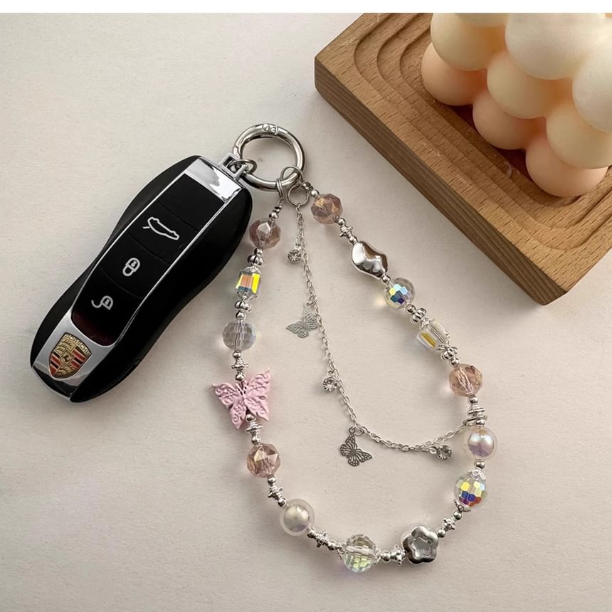 Phone Butterfly Strap Faux Pearl Crystal