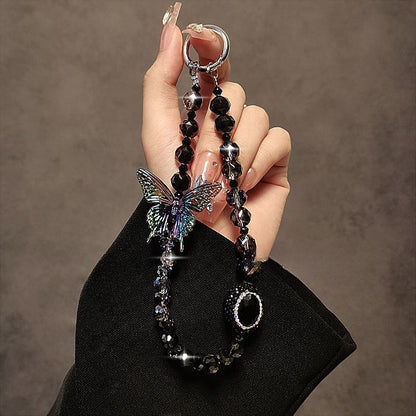 Faux Crystal Phone Strap Butterfly