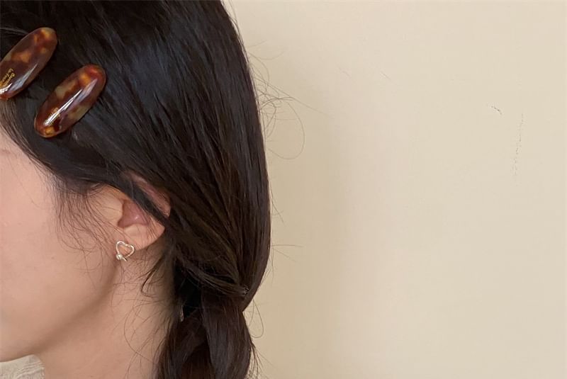 Earring 925 Heart Faux Stud Sterling Silver Pearl