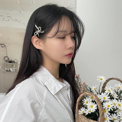 Bow Clip Hair Set Alloy Beaded