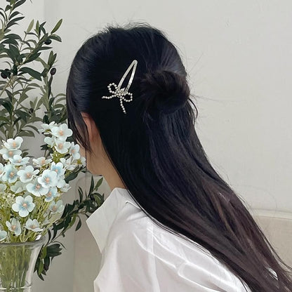 Bow Clip Hair Set Alloy Beaded