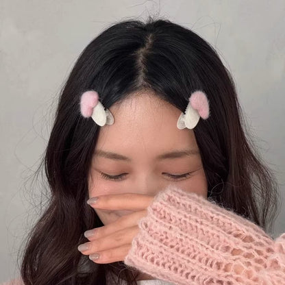 Set Clip Heart Fluffy Hair