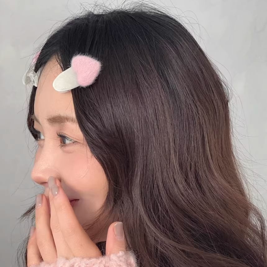 Set Clip Heart Fluffy Hair