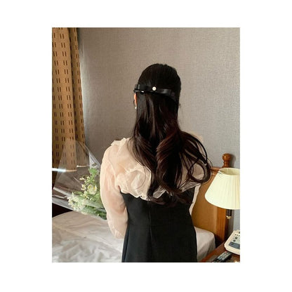 Faux Pearl Clip Bow Hair