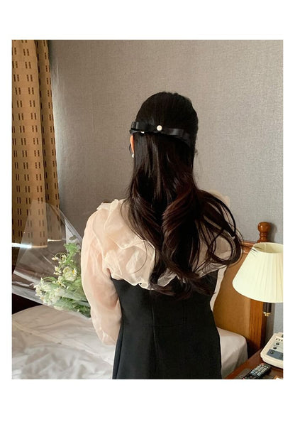 Faux Pearl Clip Bow Hair