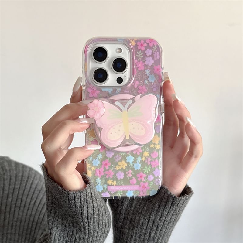 Phone Case Magnetic Floral (Compatible MagSafe) with Print