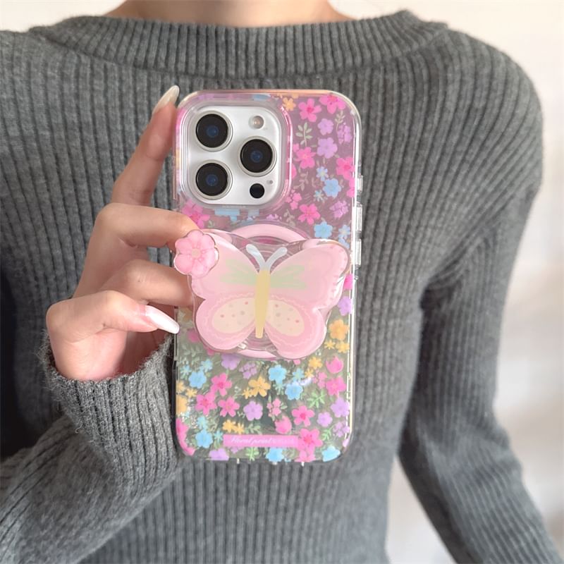 Phone Case Magnetic Floral (Compatible MagSafe) with Print