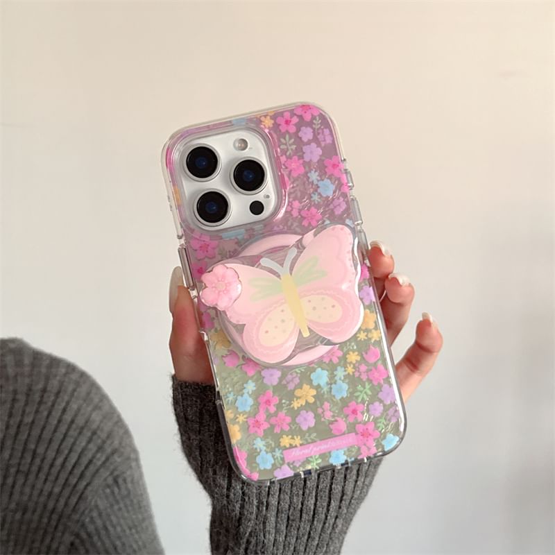 Phone Case Magnetic Floral (Compatible MagSafe) with Print