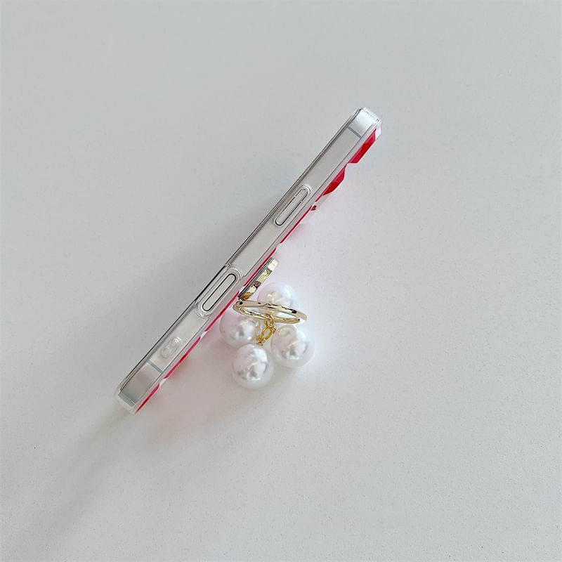 Heart Set Case Pearl / Finger Faux Ring Phone