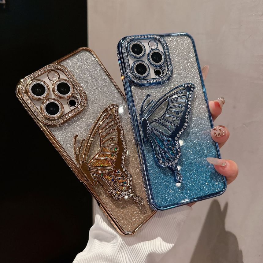 Stand Embellished Phone Case Butterfly