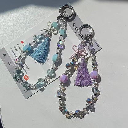 Lanyard Pad Strap Crystal Faux Bow Phone with