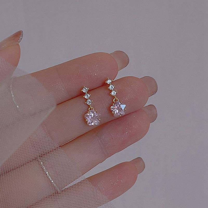 Alloy Star Rhinestone Earring Dangle