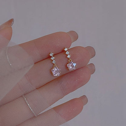 Alloy Star Rhinestone Earring Dangle