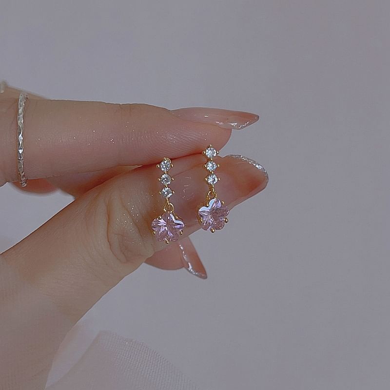 Alloy Star Rhinestone Earring Dangle
