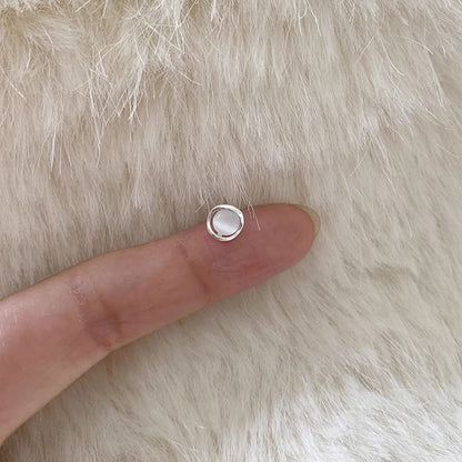 Stone Stud Earring Faux Eye Alloy Cat