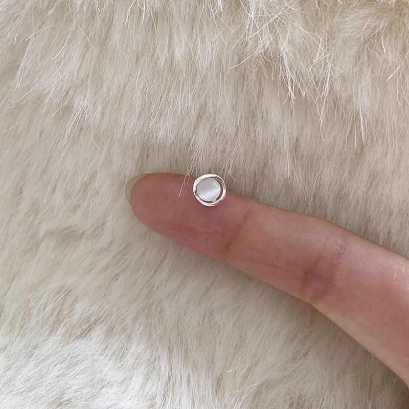 Stone Stud Earring Faux Eye Alloy Cat