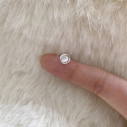 Stone Stud Earring Faux Eye Alloy Cat