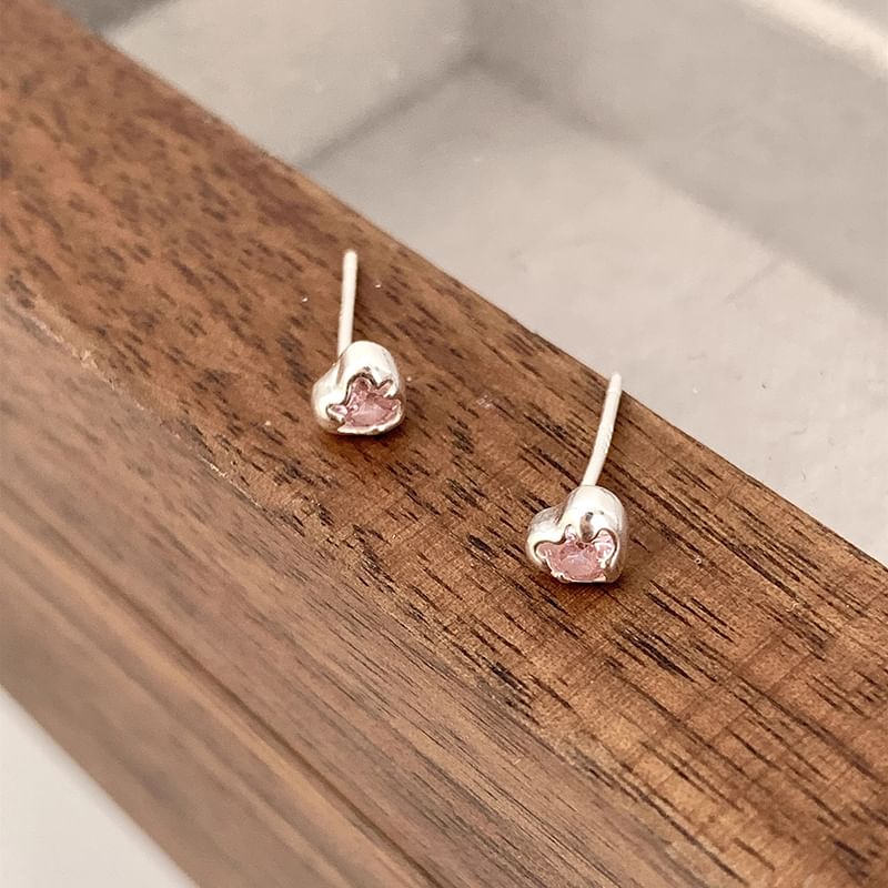 Stud Earring Alloy Rhinestone Heart