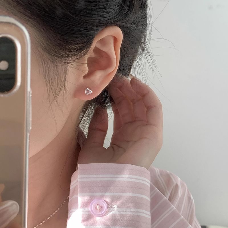 Stud Earring Alloy Rhinestone Heart