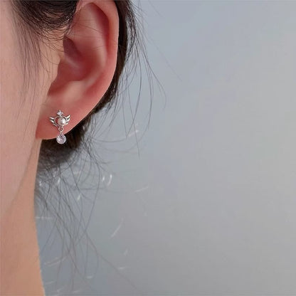 Earring Pearl Drop Faux Alloy Wings