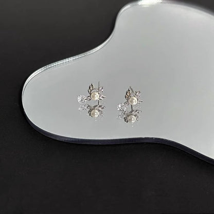Earring Pearl Drop Faux Alloy Wings