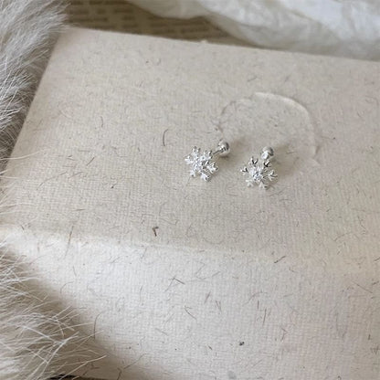 Earring Barbell Snowflake Alloy