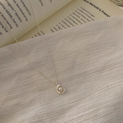 Pearl Pendant Faux Necklace Alloy