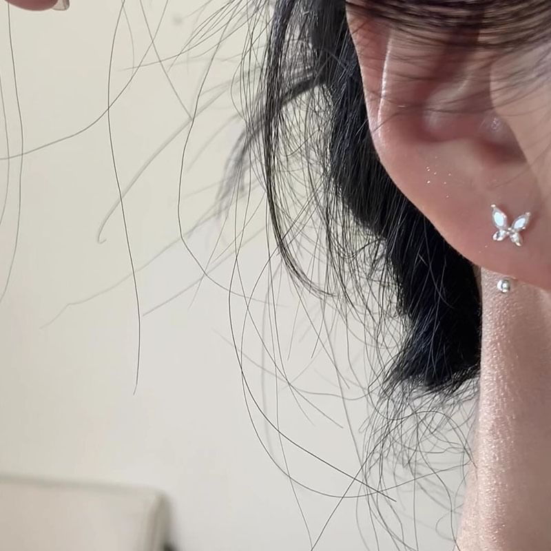 Jacket Ear Alloy Butterfly Rhinestone