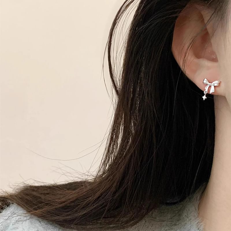 Earring Alloy Drop Bow