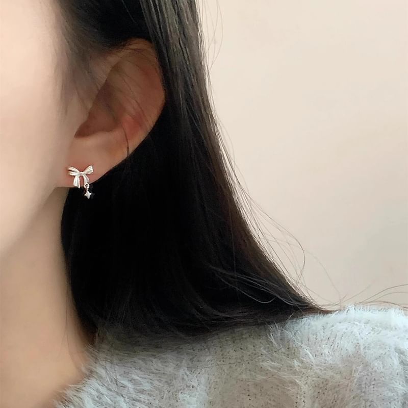 Earring Alloy Drop Bow
