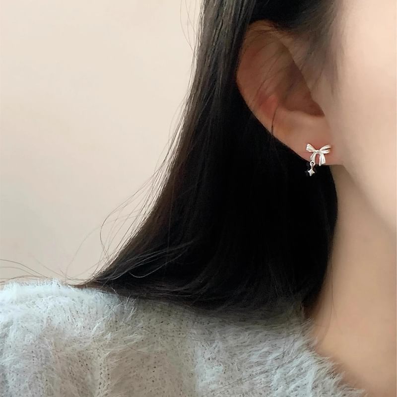Earring Alloy Drop Bow
