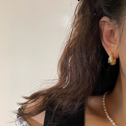 Alloy Earring Rhinestone Polished Huggie