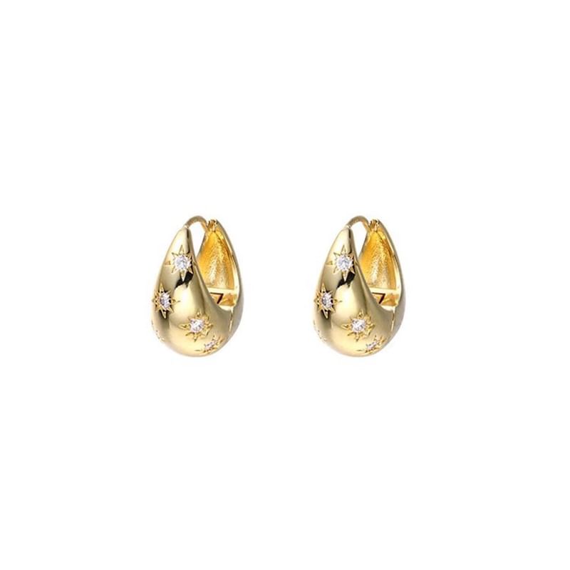 Alloy Earring Rhinestone Polished Huggie
