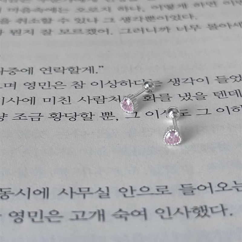 Stud Rhinestone Heart Earring Alloy