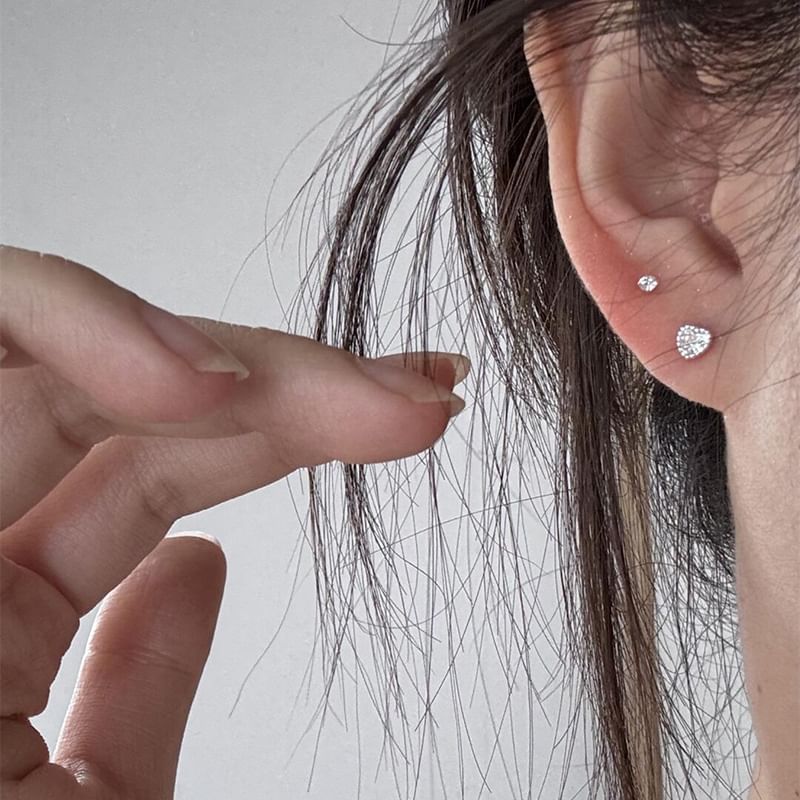 Stud Rhinestone Heart Earring Alloy
