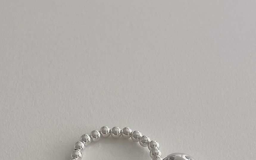 Ring Beaded Faux Sterling Elastic Silver 925 Pearl