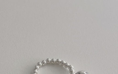 Ring Beaded Faux Sterling Elastic Silver 925 Pearl