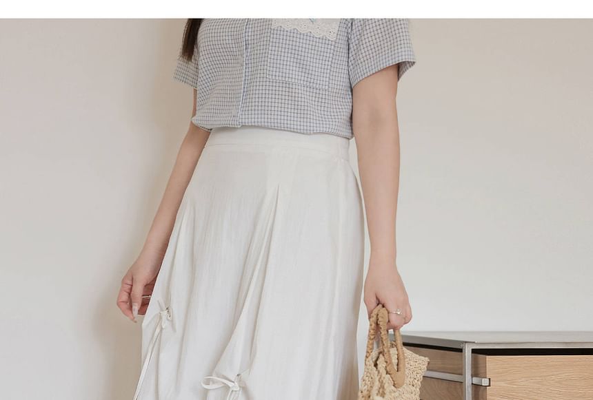 Plus Size High Rise Plain Bow Maxi A-Line Skirt