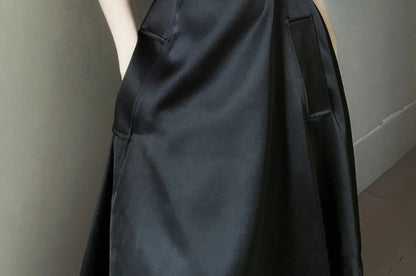 Sleeveless Square Neck Plain Midi Party Dress