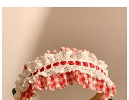 Plaid Detail Cherry Ruffle Headband