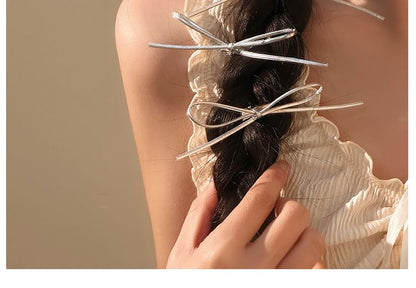 Clip Hair Metallic Bow Set