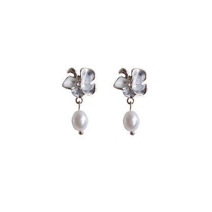 / Earring Pearl Butterfly Clip-On Faux Drop