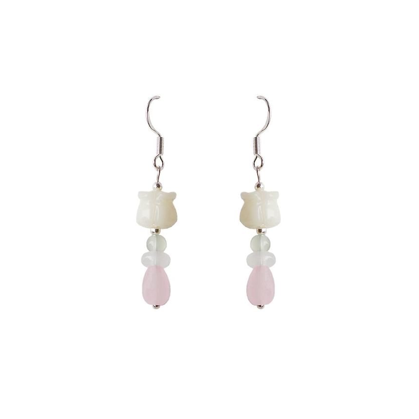 Earring Hook / Beaded Clip-On Flower Drop