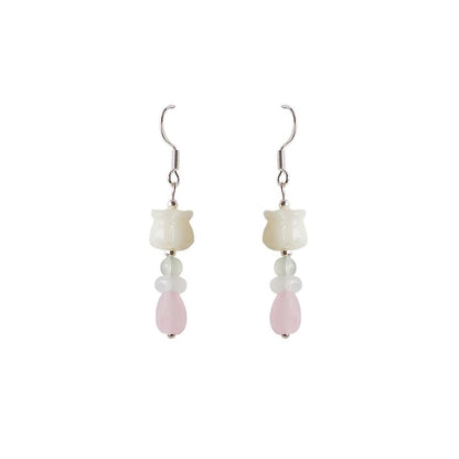 Earring Hook / Beaded Clip-On Flower Drop