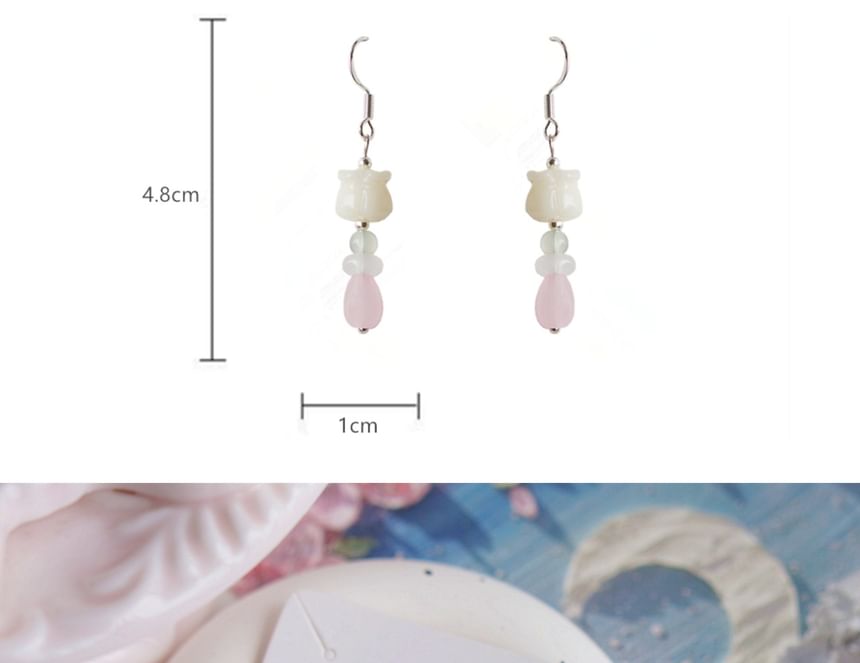 Earring Hook / Beaded Clip-On Flower Drop